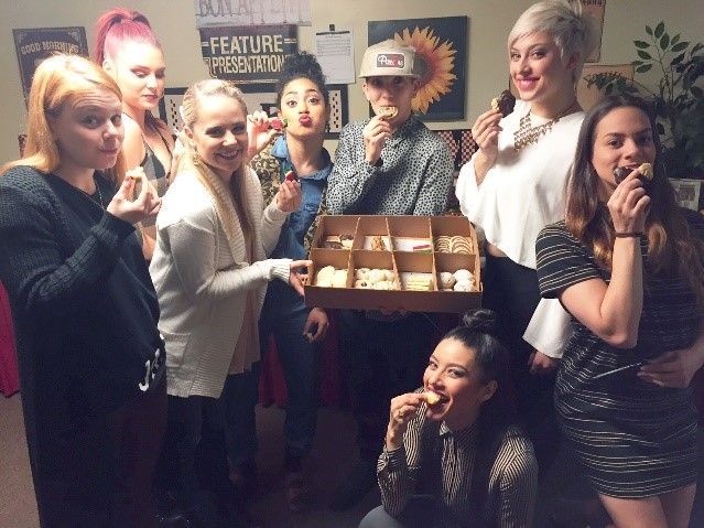 So You Think You Can Dance cast and crew with a box of Italian cookies from Piccione Pastry.jpg